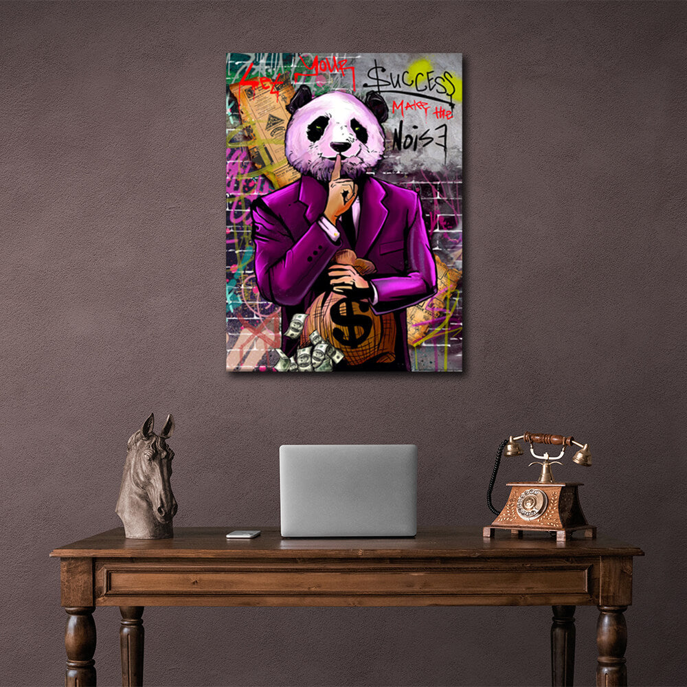 For motivation Money Panda Make the noise Motivational Canvas Wall Art Print