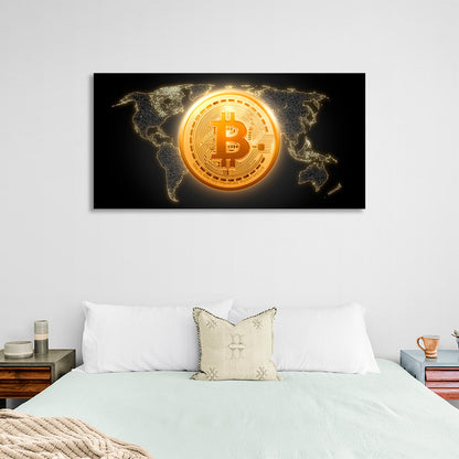 Bitcoin gold coin Bitcoin card background Inspirational Canvas Wall Art Print