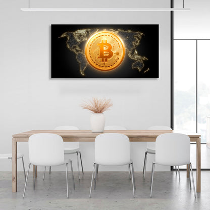 Bitcoin gold coin Bitcoin card background Inspirational Canvas Wall Art Print