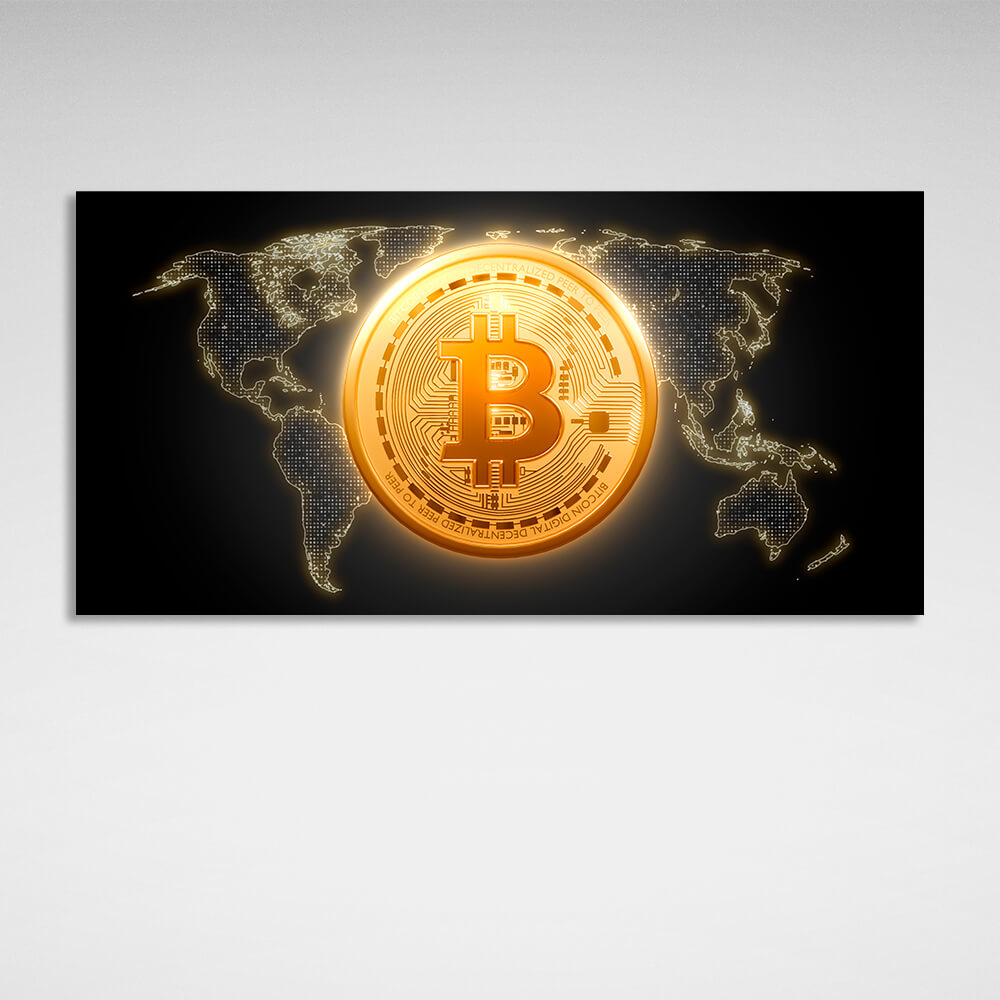 Bitcoin gold coin Bitcoin card background Inspirational Canvas Wall Art Print