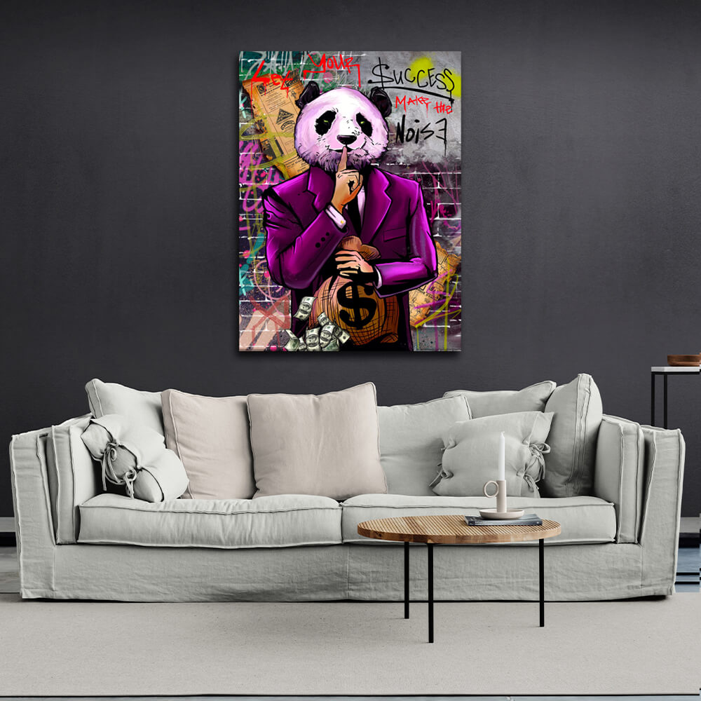 For motivation Money Panda Make the noise Motivational Canvas Wall Art Print