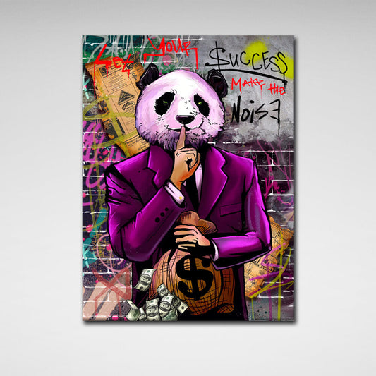 For motivation Money Panda Make the noise Motivational Canvas Wall Art Print