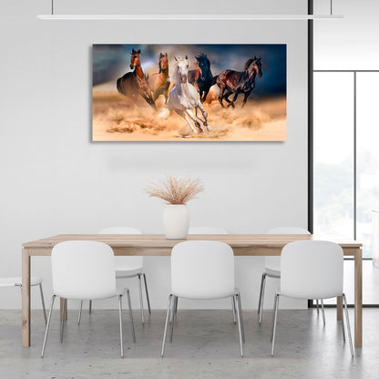 Five horses Canvas Wall Art Print