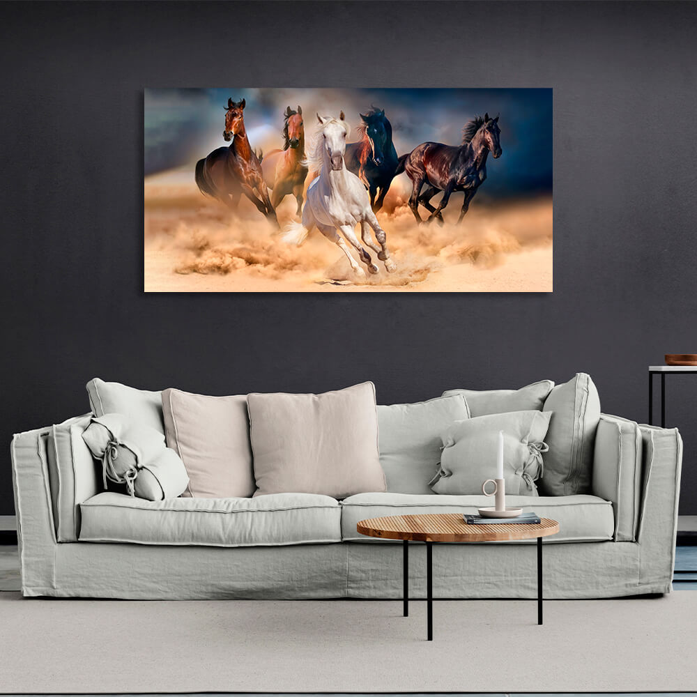 Five horses Canvas Wall Art Print