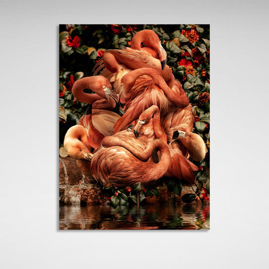 Interior Pink flamingos Canvas Wall Art Print