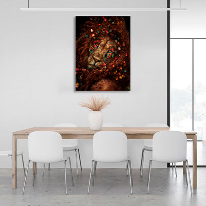 Interior Curly lion and colored stones Canvas Wall Art Print