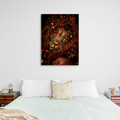 Interior Curly lion and colored stones Canvas Wall Art Print