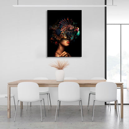 Interior The girl with the fish on her head Canvas Wall Art Print