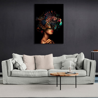 Interior The girl with the fish on her head Canvas Wall Art Print