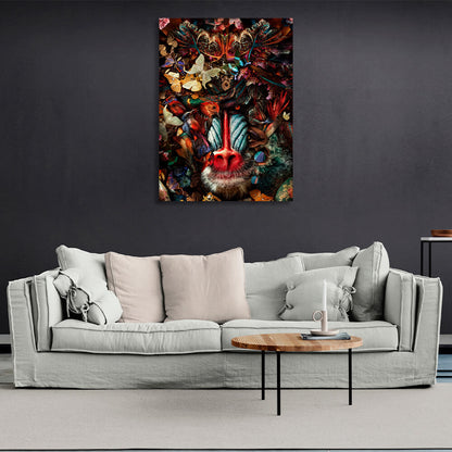 Interior Monkey, birds and butterflies Canvas Wall Art Print