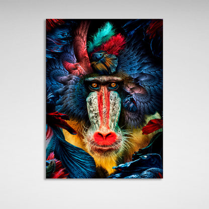 Interior Monkey, birds and fish Canvas Wall Art Print