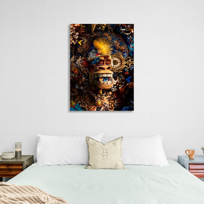 Interior Bored Ape and the Bitcoin coin Canvas Wall Art Print