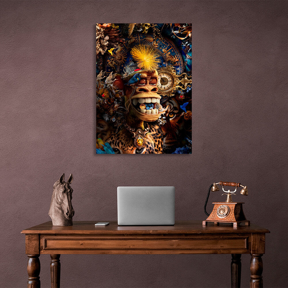 Interior Bored Ape and the Bitcoin coin Canvas Wall Art Print