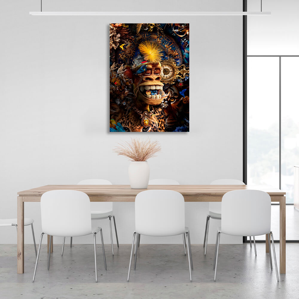 Interior Bored Ape and the Bitcoin coin Canvas Wall Art Print