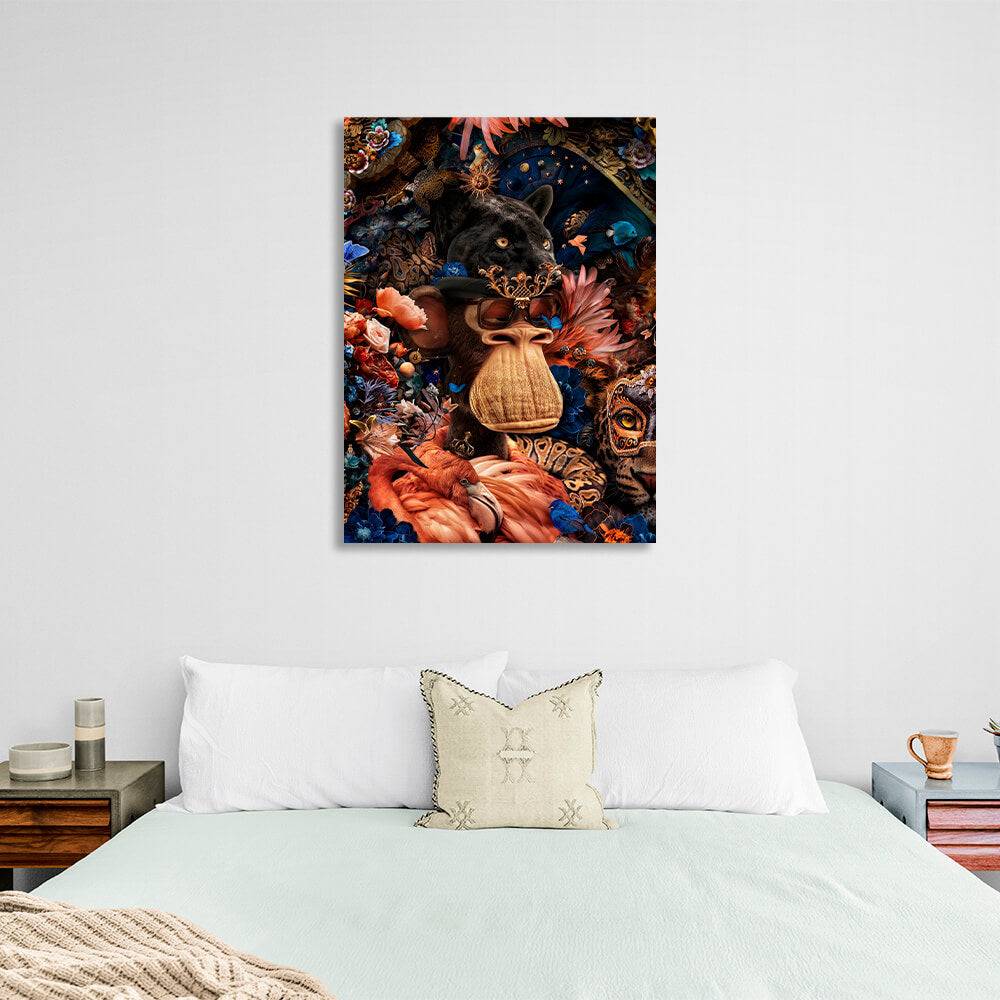 Interior BAYC monkey and black panther Canvas Wall Art Print