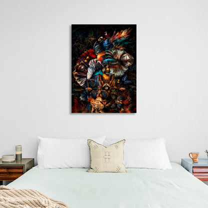 Interior Tigress, butterflies and fish Canvas Wall Art Print