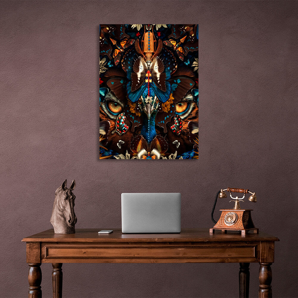 Interior A tiger in butterflies Canvas Wall Art Print