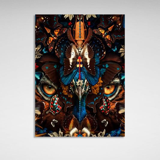 Interior A tiger in butterflies Canvas Wall Art Print