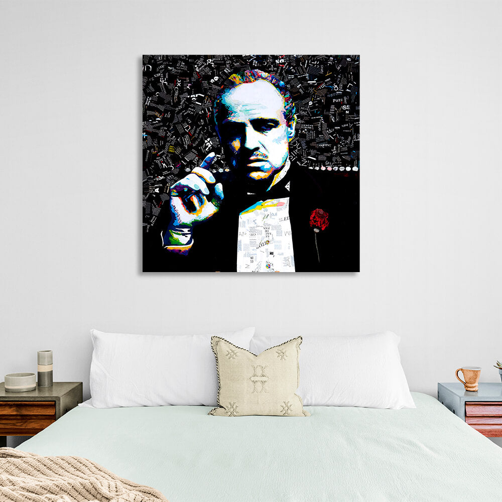 The Godfather portrait from magazines Canvas Wall Art Print