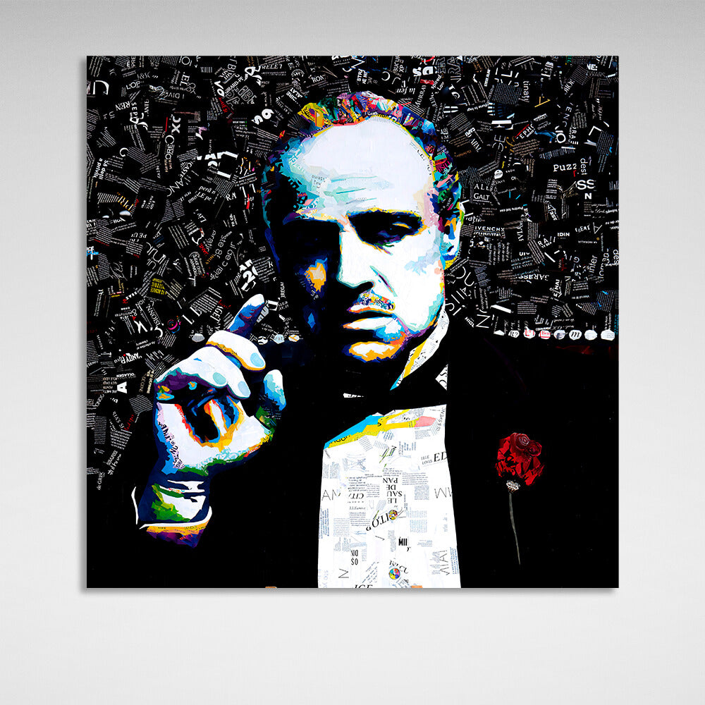 The Godfather portrait from magazines Canvas Wall Art Print