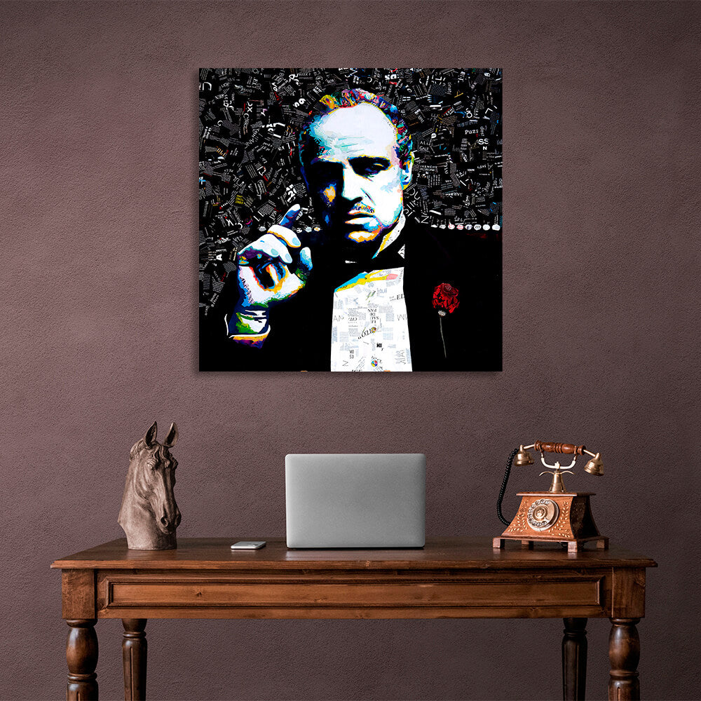 The Godfather portrait from magazines Canvas Wall Art Print