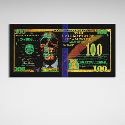 100 dollar Hustler black and green Inspirational Canvas Wall Art Print