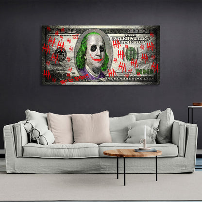 100 dollar Joker Inspirational Canvas Wall Art Print