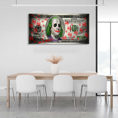 100 dollar Joker Inspirational Canvas Wall Art Print