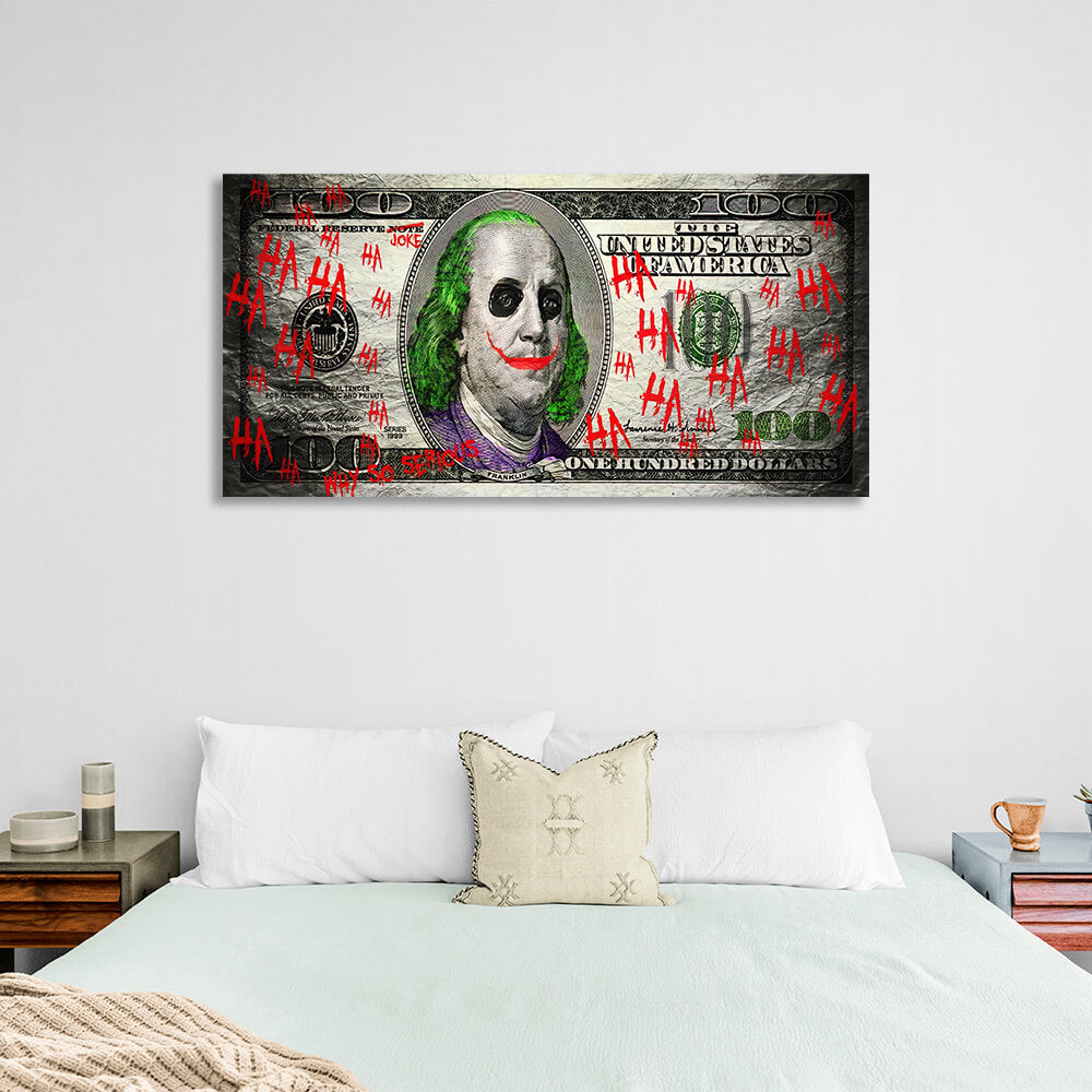 100 dollar Joker Inspirational Canvas Wall Art Print