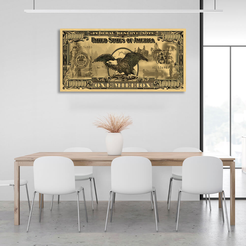 1000000 dollars yellow Inspirational Canvas Wall Art Print