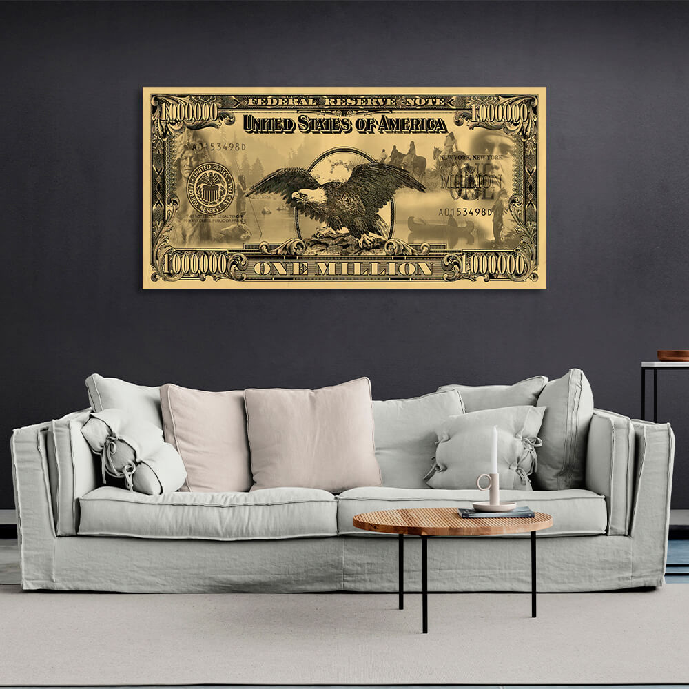 1000000 dollars yellow Inspirational Canvas Wall Art Print