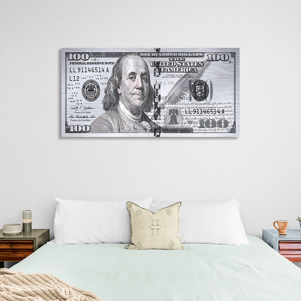 100 dollars gray color Inspirational Canvas Wall Art Print