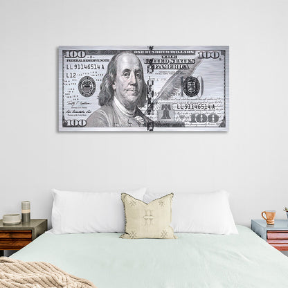 100 dollars gray color Inspirational Canvas Wall Art Print