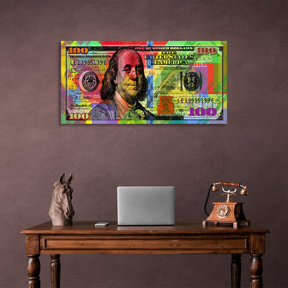 100 dollars colorful Inspirational Canvas Wall Art Print