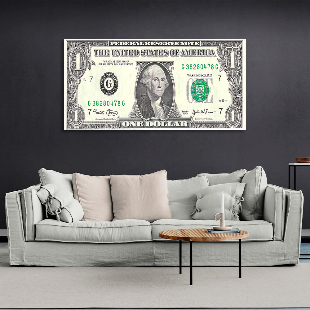 1 dollar black and white Inspirational Canvas Wall Art Print