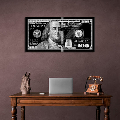 100 dollars silver-black Inspirational Canvas Wall Art Print