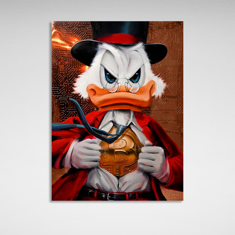 Scrooge the super-hero Bitcoin red Inspirational Canvas Wall Art Print