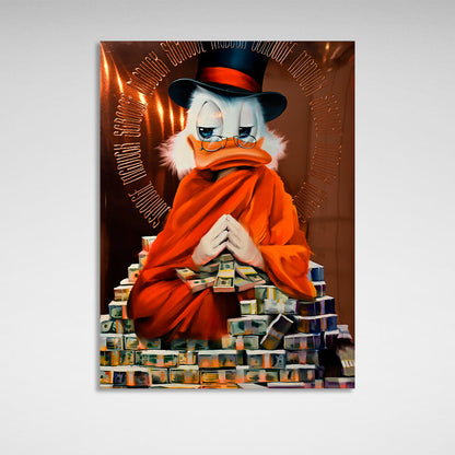 Scrooge meditation wealth brown Inspirational Canvas Wall Art Print