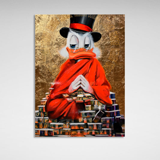 Scrooge meditation wealth golden Inspirational Canvas Wall Art Print