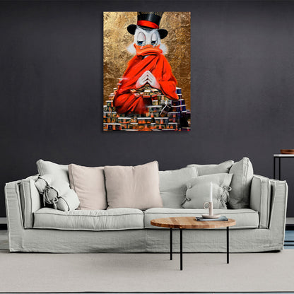 Scrooge meditation wealth golden Inspirational Canvas Wall Art Print