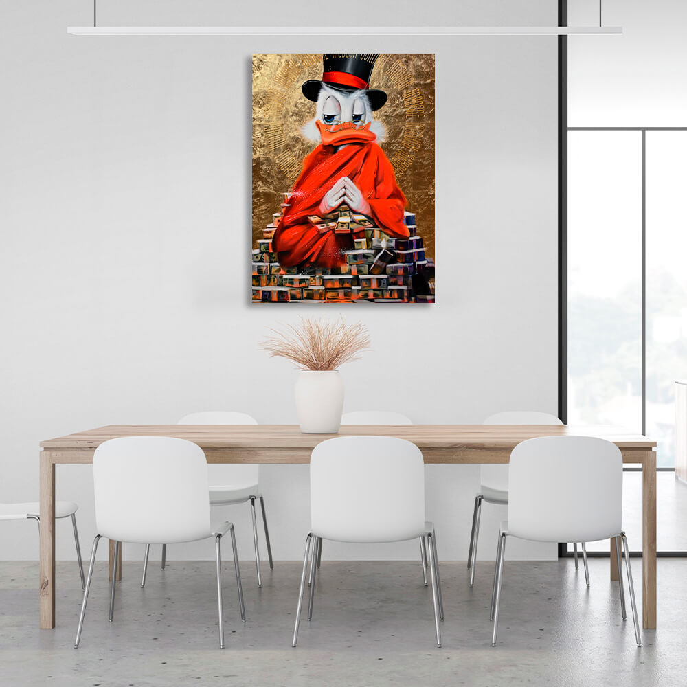 Scrooge meditation wealth golden Inspirational Canvas Wall Art Print