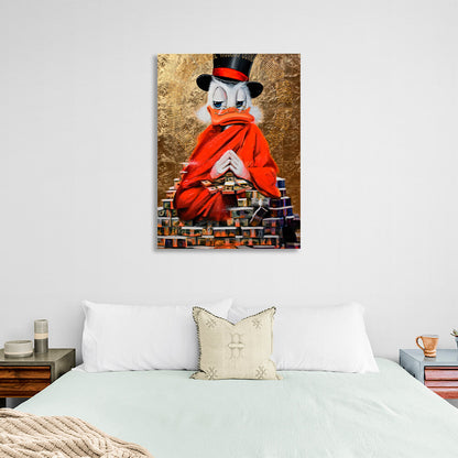 Scrooge meditation wealth golden Inspirational Canvas Wall Art Print