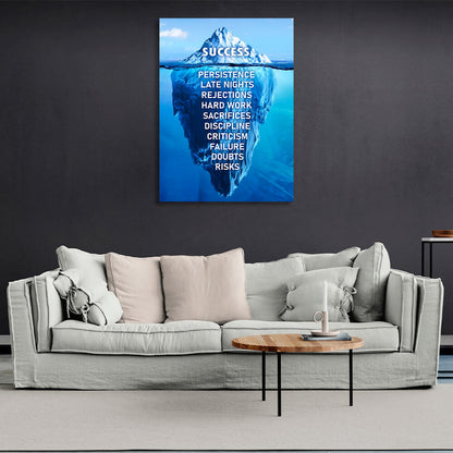 Success Iceberg Motivational Canvas Wall Art Print