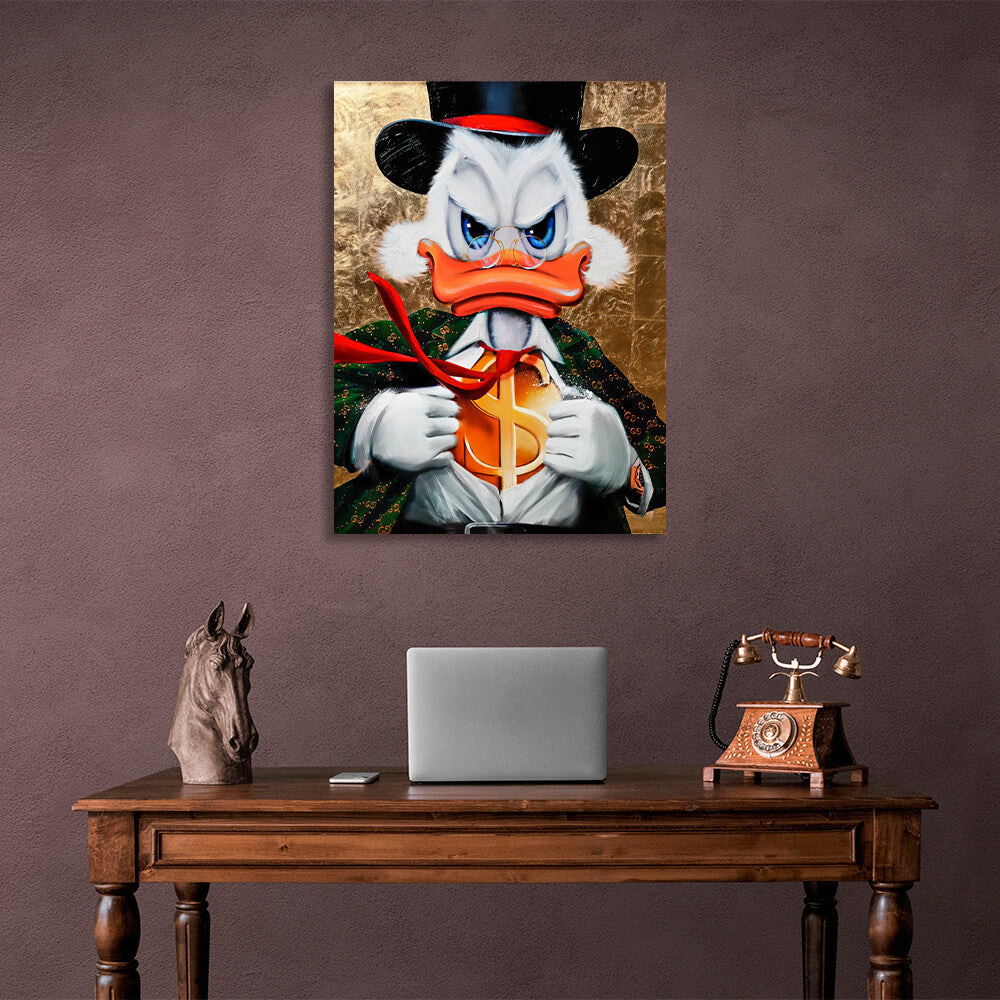 Scrooge the super-hero Gucci dollar Inspirational Canvas Wall Art Print