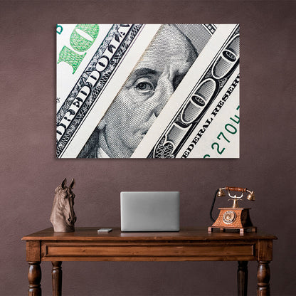 To the office for motivation $100 Benjamin's View Inspirational Canvas Wall Art Print