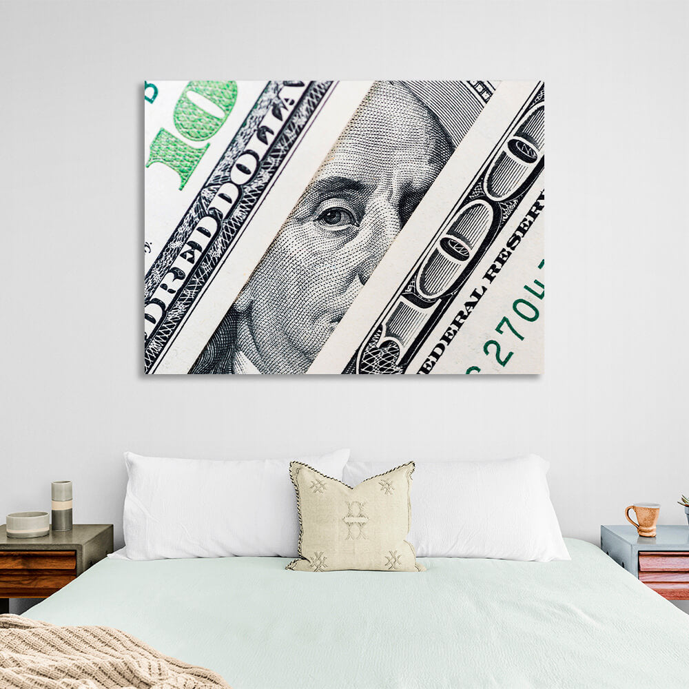 To the office for motivation $100 Benjamin's View Inspirational Canvas Wall Art Print