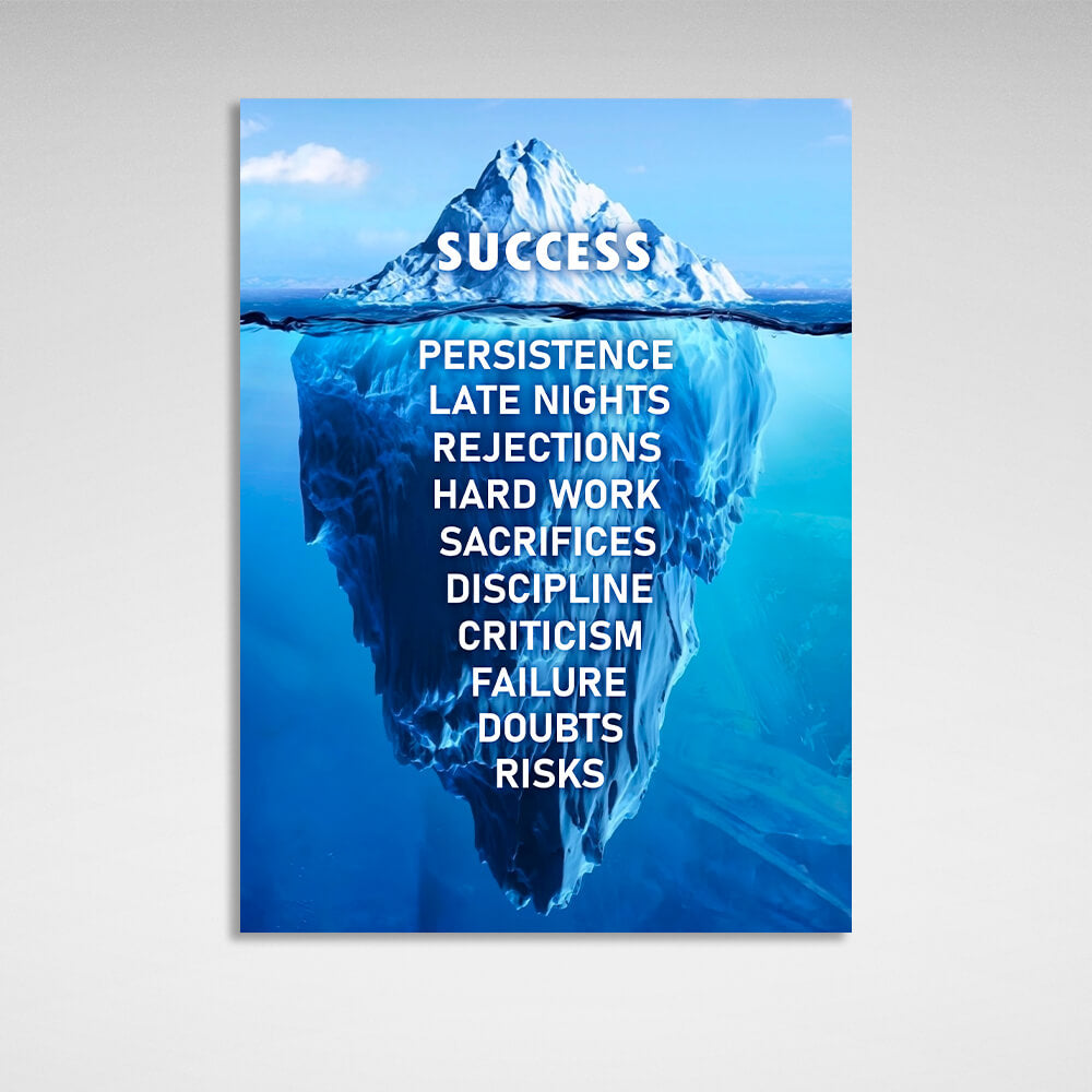 Success Iceberg Motivational Canvas Wall Art Print