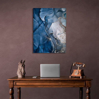 For interior Abstraction blue-blue and sand Canvas Wall Art Print