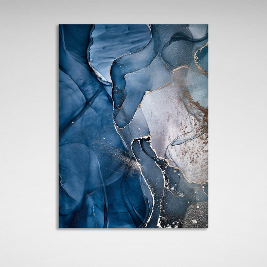 For interior Abstraction blue-blue and sand Canvas Wall Art Print