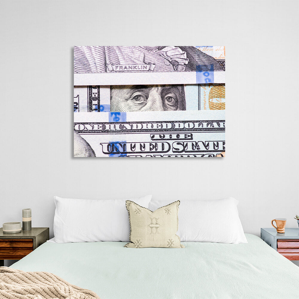 To the office for motivation $100 Benjamin Franklin's view Inspirational Canvas Wall Art Print